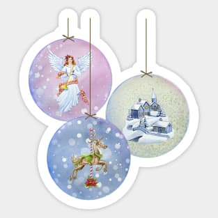 Vintage Snow Globe Ornaments Sticker